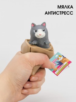 CKS-10673-04Мялка - антистресс «Magic animal box», grey cat