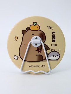 Зеркало настольное &quot;Capybara is happy&quot;, желтое, 15,6*15,6 см