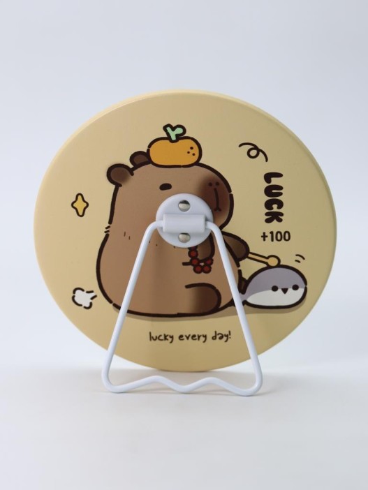 Зеркало настольное &quot;Capybara is happy&quot;, желтое, 15,6*15,6 см 