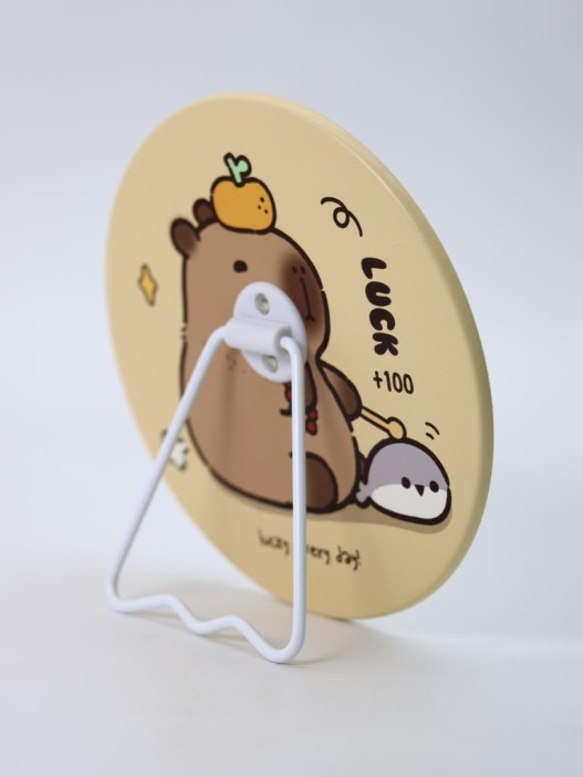 Зеркало настольное &quot;Capybara is happy&quot;, желтое, 15,6*15,6 см 