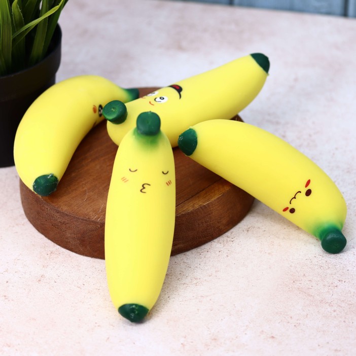 Мялка - антистресс «Squishy bead banana», шоу-бокс 12 шт. 