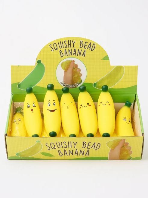 Мялка - антистресс «Squishy bead banana», шоу-бокс 12 шт. 