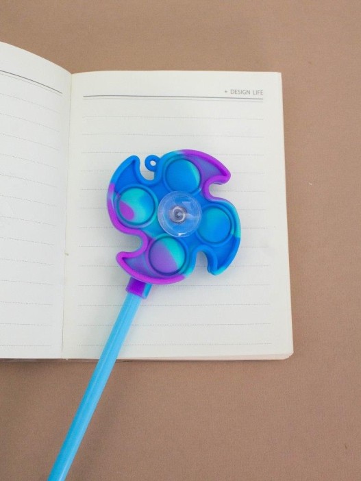 Ручка-антистресс гелевая Вертушка POP IT синяя 