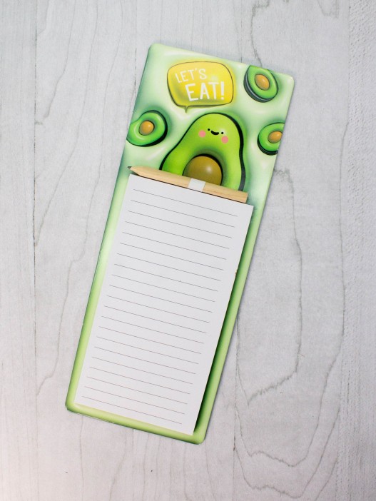 Магнитный блок для записей с карандашом «Let&#039;s eat avocado», green, 10х27 см 