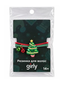 Резинка для волос GIRLY "Новогодняя ёлочка", зелёная