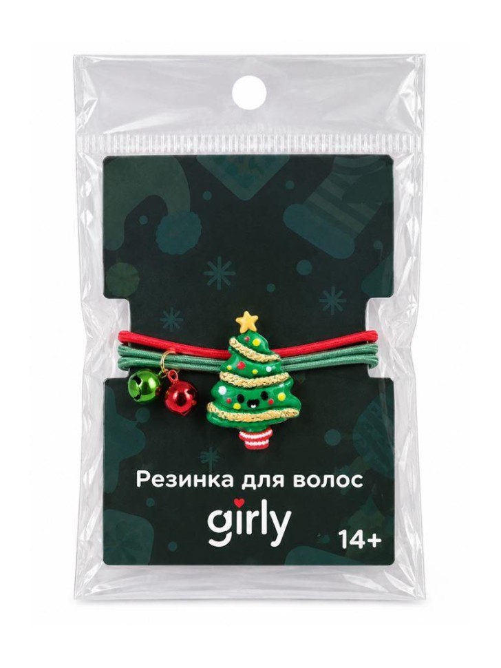 Резинка для волос GIRLY "Новогодняя ёлочка", зелёная