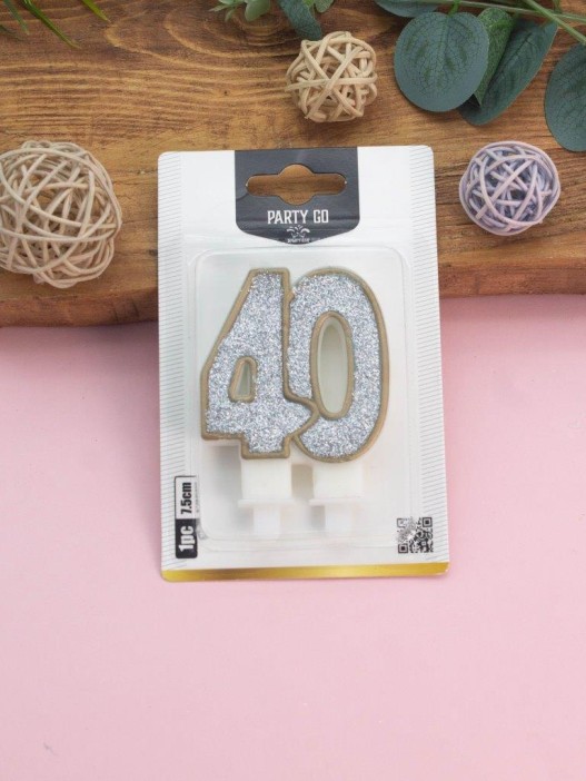 Свеча для торта &quot;Shiny numbe&quot; число 40, (7,5 см) 