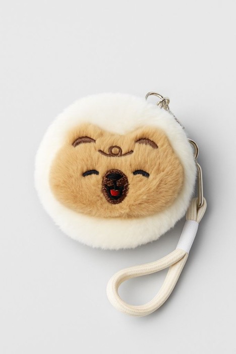 Плюшевое раскладное зеркало брелок "Capybara", белое, шоу-бокс 12 шт. 