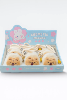 Плюшевое раскладное зеркало брелок "Capybara", белое, шоу-бокс 12 шт.