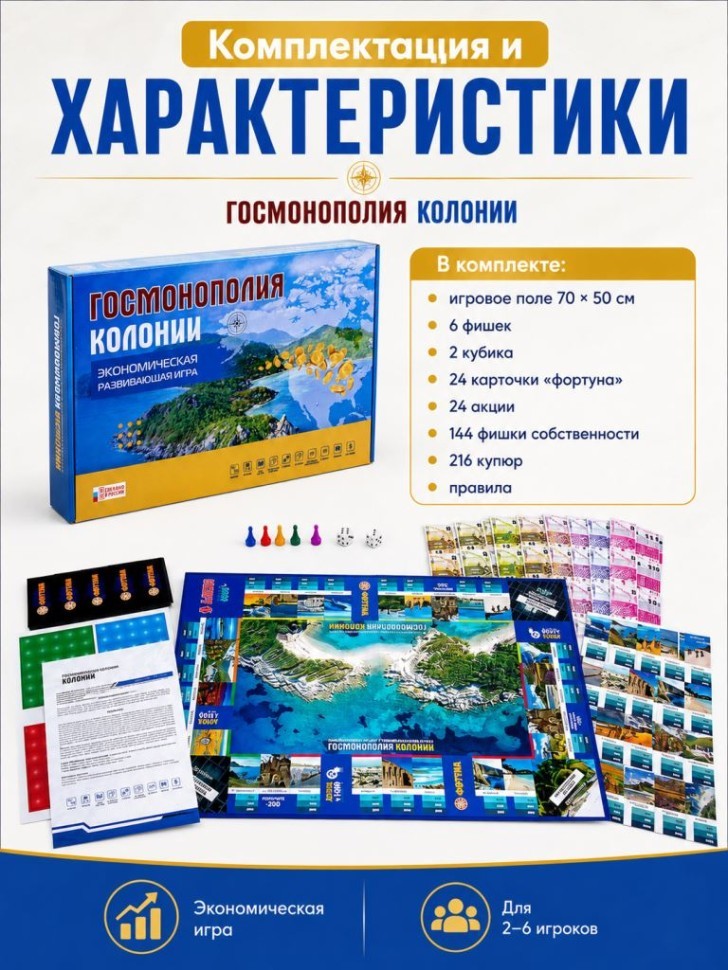 Игра настольная "ГОСМОНОПОЛИЯ КОЛОНИИ", с карточками
