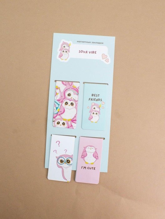 Набор магнитных закладок «SOVA vibe», 4 шт., 35х70 мм 