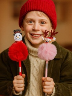 Ручка шариковая &quot;CHRISTMAS POMPOM&quot;, синие чернила, 0,7 мм, mix