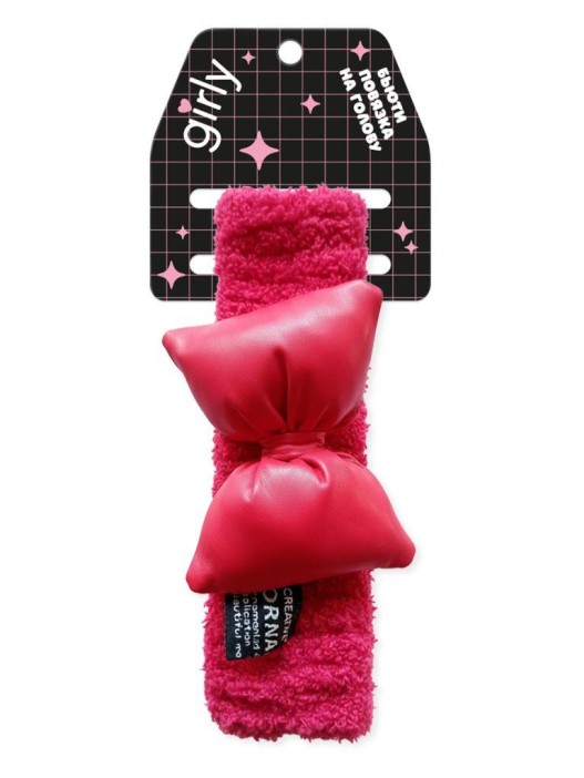 Повязка на голову GIRLY "Glossy bow", red 