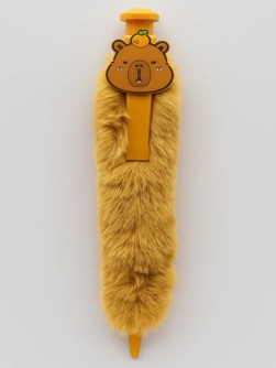 Плюшевая Ручка шариковая "Паффибара", коричневая
