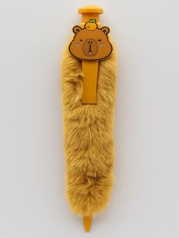 Плюшевая Ручка шариковая "Паффибара", коричневая