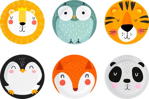 Набор бумажных тарелок 6 шт. "Хэппи Зоо" (d=180 мм) 