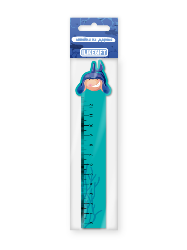 Линейка ECO из дерева iLikeGift "Shark green" 