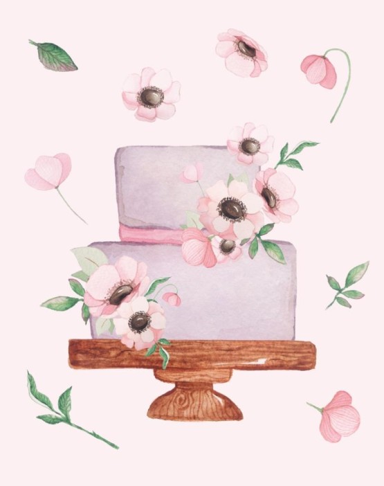 Набор мини открыток 10 шт. «Торт с цветами», 7.5*9.5 см 