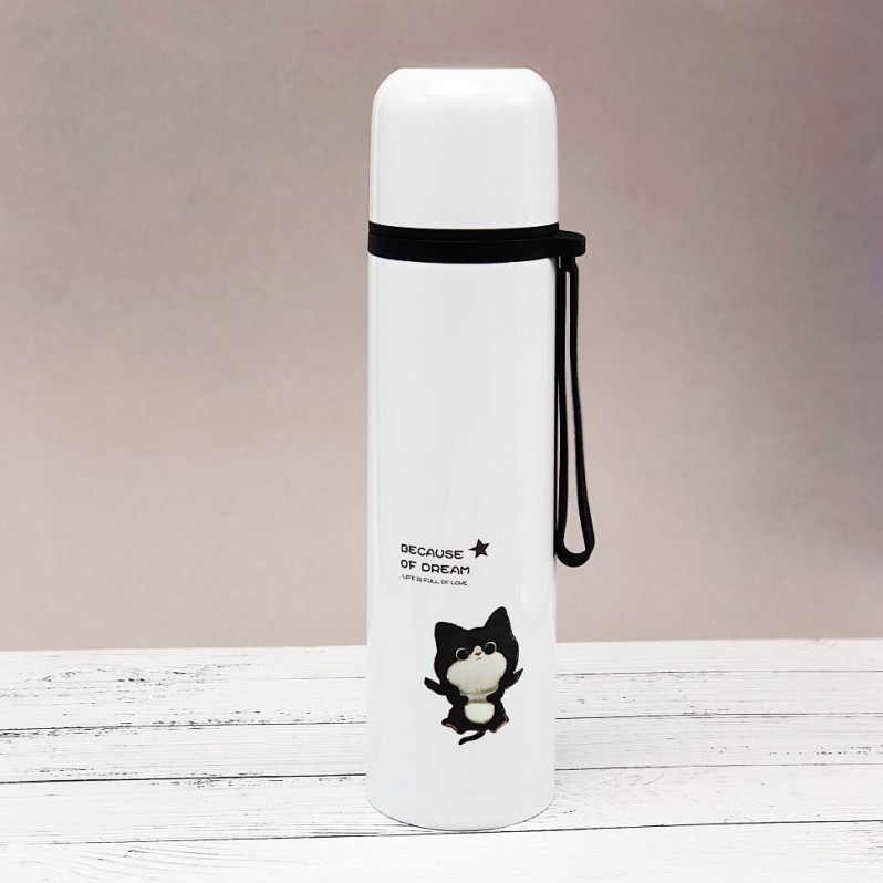 Термос &quot;Кот&quot;,front-white (500ml) 