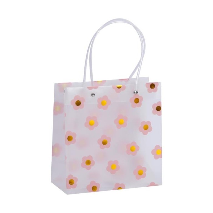 Пакет подарочный прозрачный «Flowers from film», pink (22*21,5*10) 