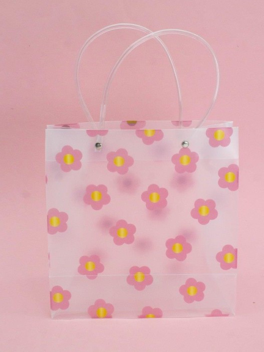 Пакет подарочный прозрачный «Flowers from film», pink (22*21,5*10) 