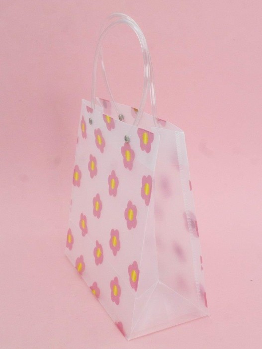 Пакет подарочный прозрачный «Flowers from film», pink (22*21,5*10) 