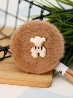 Плюшевое раскладное зеркало с брелоком &quot;Bear&quot;, коричневое (7*7 см)