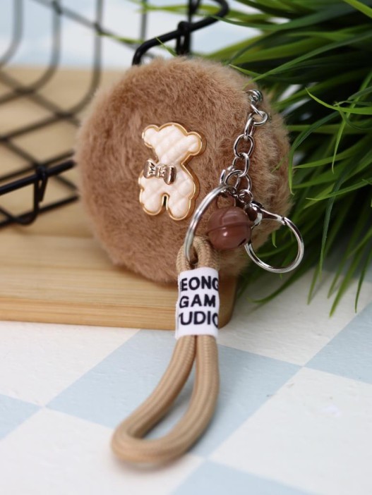 Плюшевое раскладное зеркало с брелоком &quot;Bear&quot;, коричневое (7*7 см) 