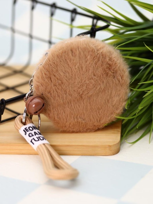 Плюшевое раскладное зеркало с брелоком &quot;Bear&quot;, коричневое (7*7 см) 