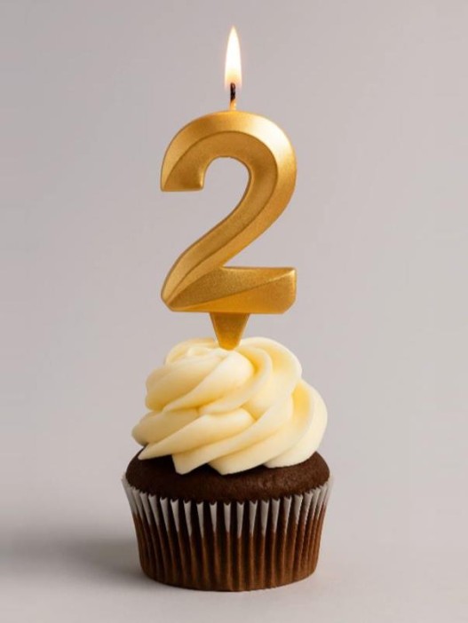 Свеча для торта "Грань" цифра 2 (золото mix), 8,7х4,3х1,2 см 
