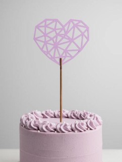 Топпер 5 шт "Сердце" №50, розовый, фанера (80*66*4 мм)