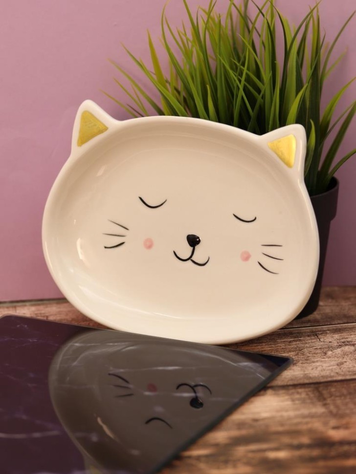 Тарелка керамическая "Кошачья тарелка", 19,5х15 см