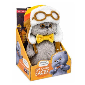 Мягкая игрушка "Кот Басик Авиатор Мультсериал" (19 см)