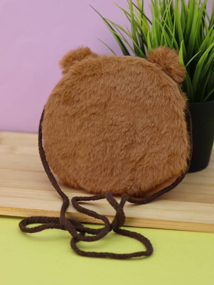 Сумочка плюшевая "Капибара", коричневая (12*10 см)