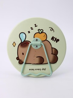 Зеркало настольное &quot;Capybara is happy&quot;, зеленое, 15,6*15,6 см