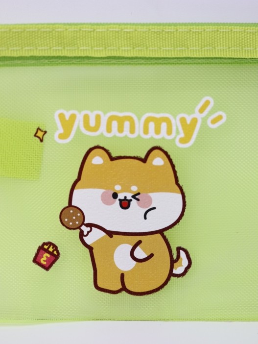 Пенал &quot;Shiba-inu yummy&quot;, green (11.6*19 см) 