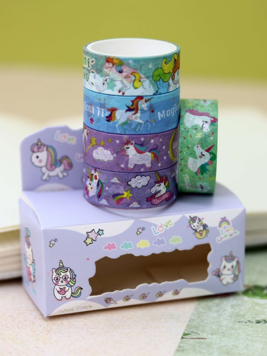Набор клейкой ленты &quot;Funny unicorn&quot;, mix, шоу-бокс 12 шт. 