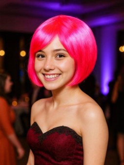 Парик карнавальный "Fancy chic", pink (25 см)