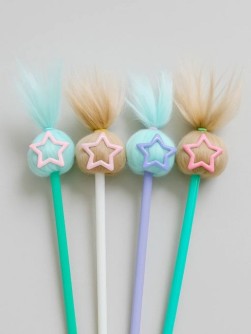 Ручка шариковая с помпоном "Звездный хвост", микс