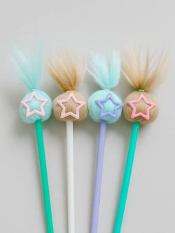 Ручка шариковая с помпоном "Звездный хвост", микс