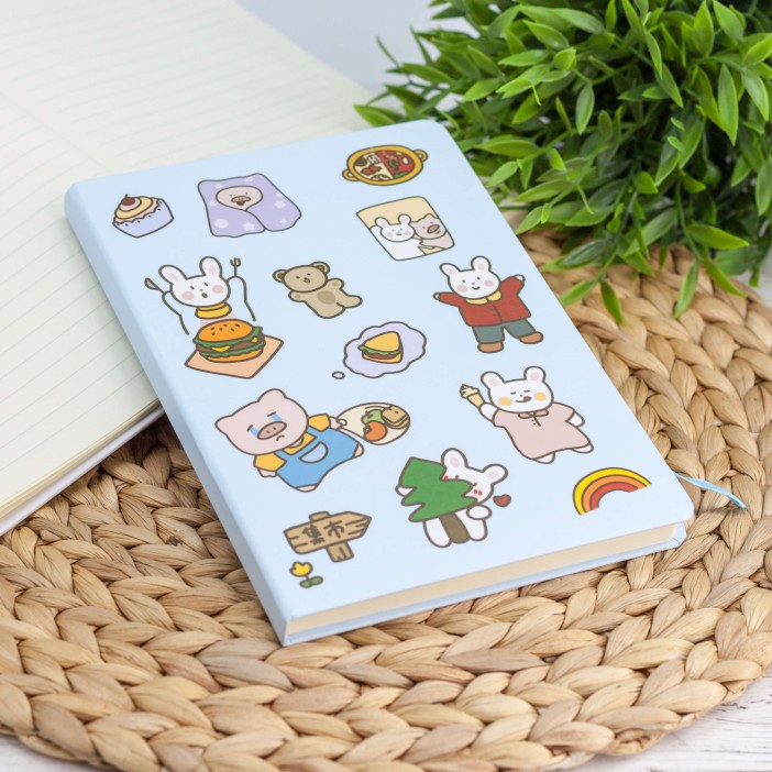 Блокнот (A5) "Happy animals", blue (14.5*21) 