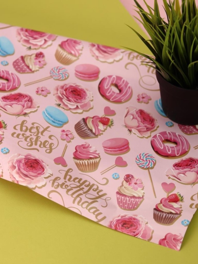 Упаковочная бумага «Donut Delight» 1 рулон, 50*70 см