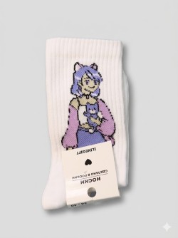 Носки женские "Милая девушка с котиком", р. 35-40, белые