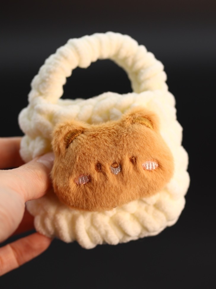 Сумочка для наушников "Bear", beige (11.5*9.5 см)