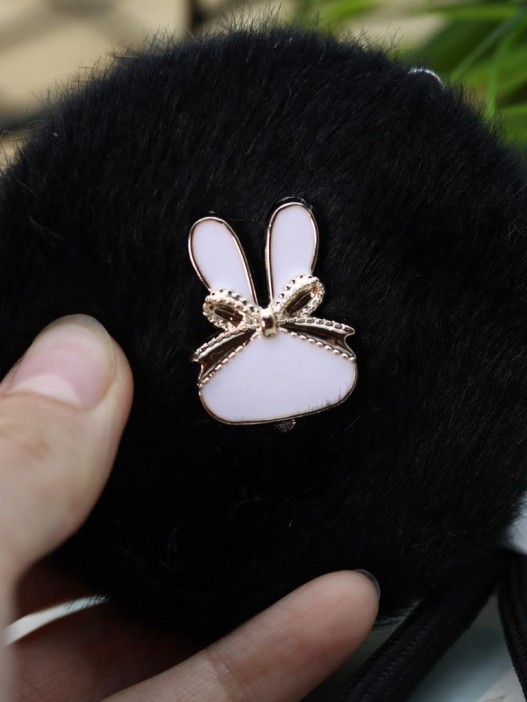 Плюшевое раскладное зеркало с брелоком "Bunny", чёрное (7*7 см) 