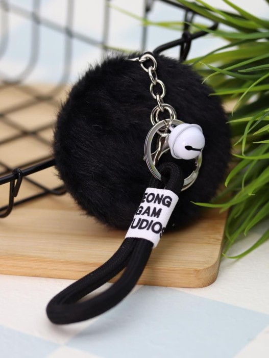 Плюшевое раскладное зеркало с брелоком "Bunny", чёрное (7*7 см) 