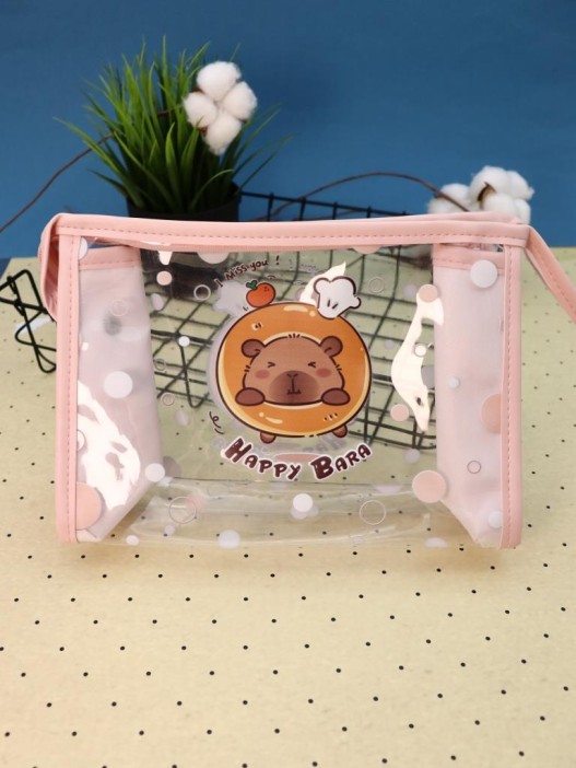 Косметичка &quot;Capybara in a circle&quot;, powdery (17*25*8 см) 