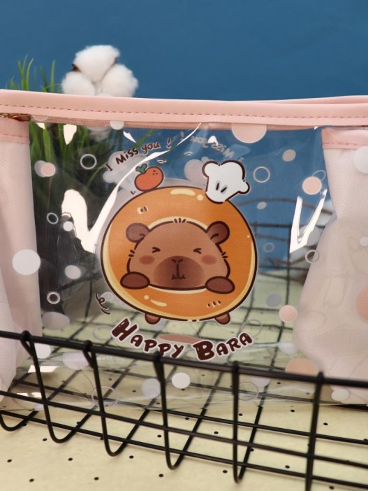 Косметичка &quot;Capybara in a circle&quot;, powdery (17*25*8 см) 