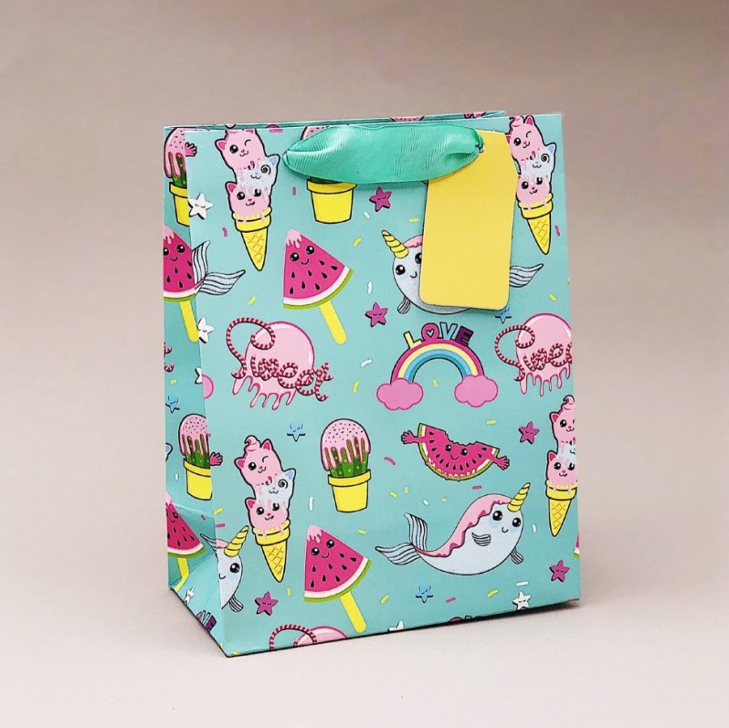 Пакет подарочный (S) &quot;Unicorn whale&quot;, blue 