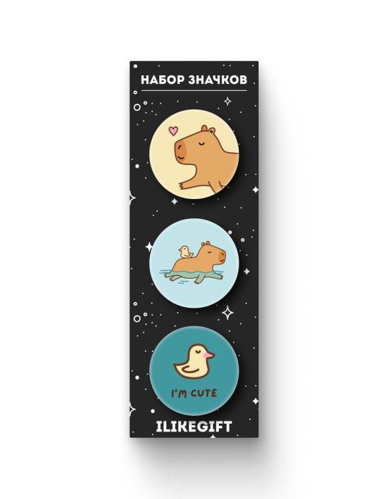 Набор значков «Capybara and duck» 
